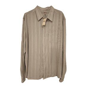 HAGGAR mens 3XLT Tall long sleeve white striped casual dress shirt big tall new